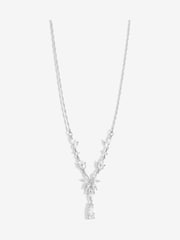 Jon Richard Silver Tone Cubic Zirconia Floral Print Y Necklace - Image 1 of 1