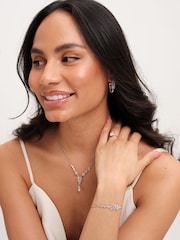 Jon Richard Silver Tone Cubic Zirconia Floral Print Y Necklace - Image 3 of 3