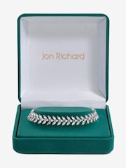 Jon Richard Silver Tone Cubic Zirconia Leaf Print Bracelet - Image 1 of 4