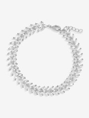 Jon Richard Silver Tone Cubic Zirconia Leaf Print Bracelet - Image 2 of 4