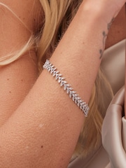 Jon Richard Silver Tone Cubic Zirconia Leaf Print Bracelet - Image 3 of 4