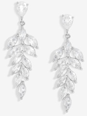 Jon Richard Silver Tone Cubic Zirconia Leaf Drop Earrings - Image 1 of 3