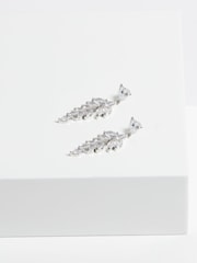Jon Richard Silver Tone Cubic Zirconia Leaf Drop Earrings - Image 2 of 3