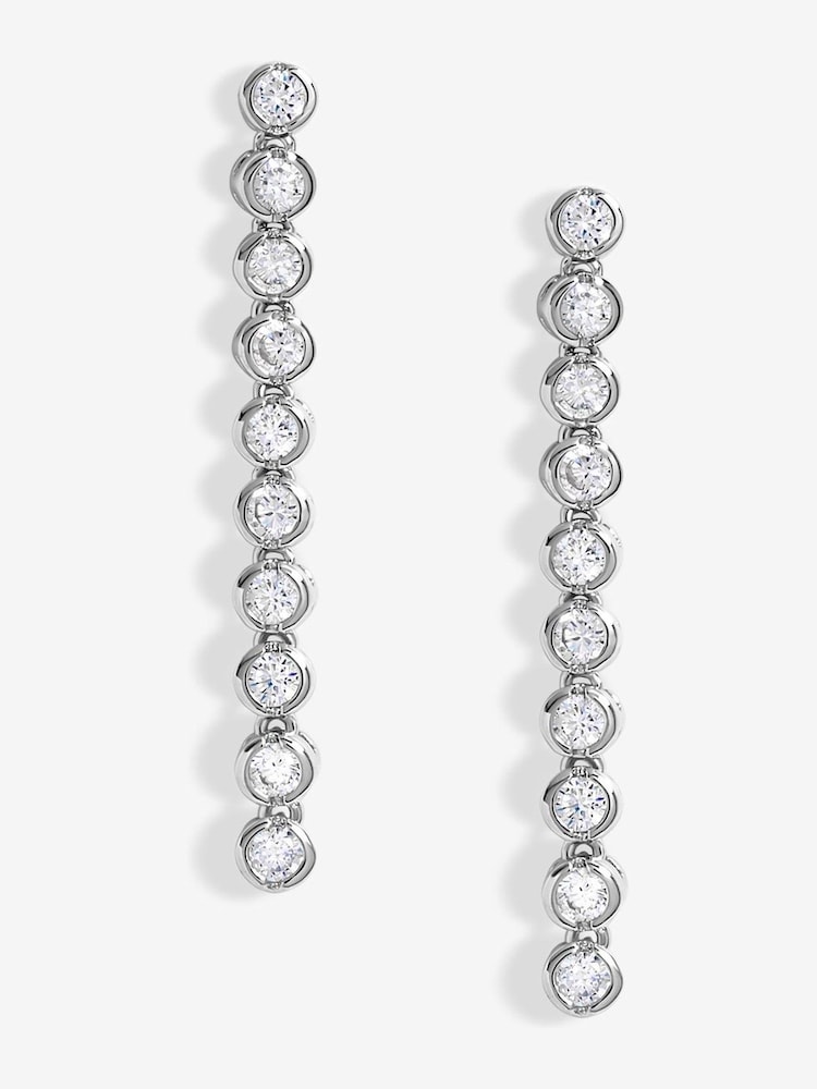 Jon Richard Silver Tone Cubic Zirconia Tennis Earrings - Image 1 of 3