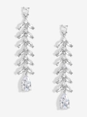 Jon Richard Silver Tone Cubic Zirconia Leaf Print Earrings - Image 2 of 3