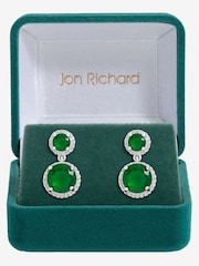 Jon Richard Gold Tone Emerald Double Halo Earrings - Image 1 of 3