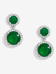 Jon Richard Gold Tone Emerald Double Halo Earrings - Image 2 of 3