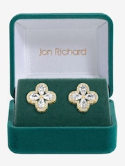 Jon Richard Gold Tone Cubic Zirconia Clover Stud Earrings - Gift Boxed - Image 1 of 3