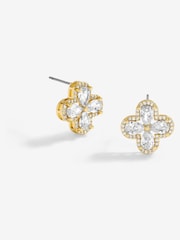 Jon Richard Gold Tone Cubic Zirconia Clover Stud Earrings - Gift Boxed - Image 2 of 3