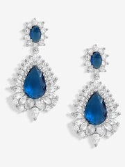 Jon Richard Silver Tone Cubic Zirconia Sapphire Statement Earrings - Image 1 of 3