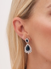 Jon Richard Silver Tone Cubic Zirconia Sapphire Statement Earrings - Image 2 of 3