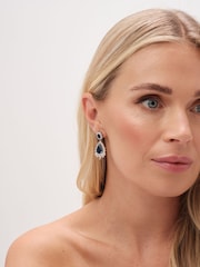 Jon Richard Silver Tone Cubic Zirconia Sapphire Statement Earrings - Image 3 of 3