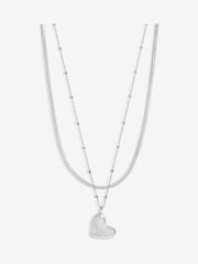 Jon Richard Silver Tone Double Row Molten Heart Necklace - Image 1 of 3