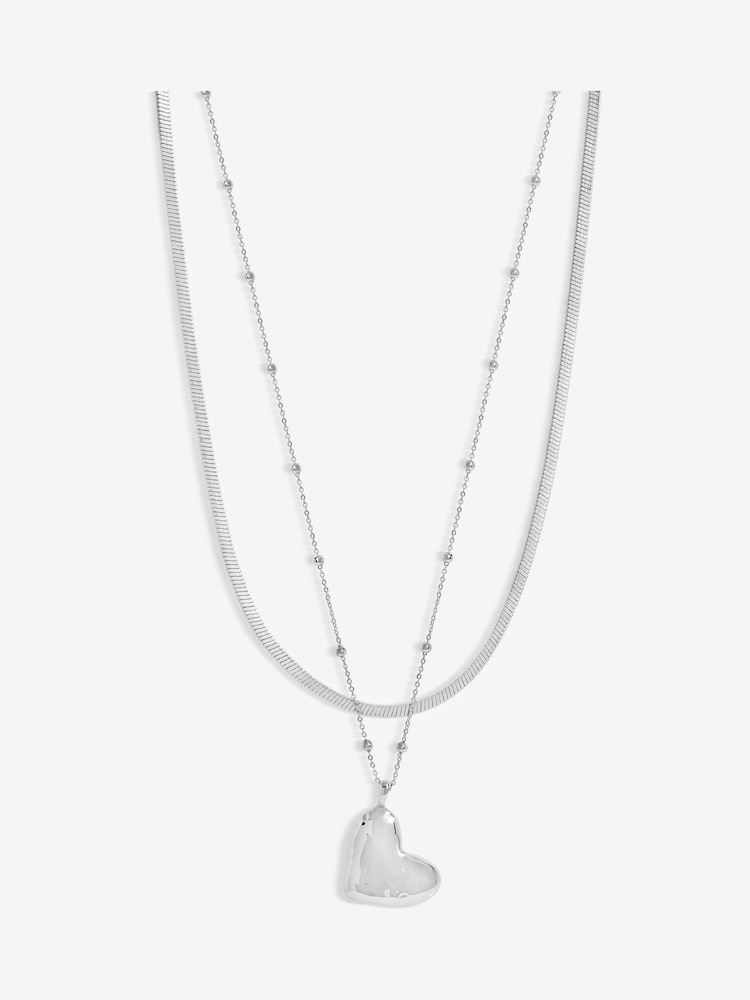 Jon Richard Silver Tone Double Row Molten Heart Necklace - Image 1 of 3