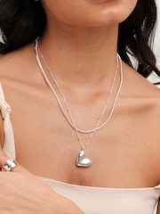 Jon Richard Silver Tone Double Row Molten Heart Necklace - Image 2 of 3
