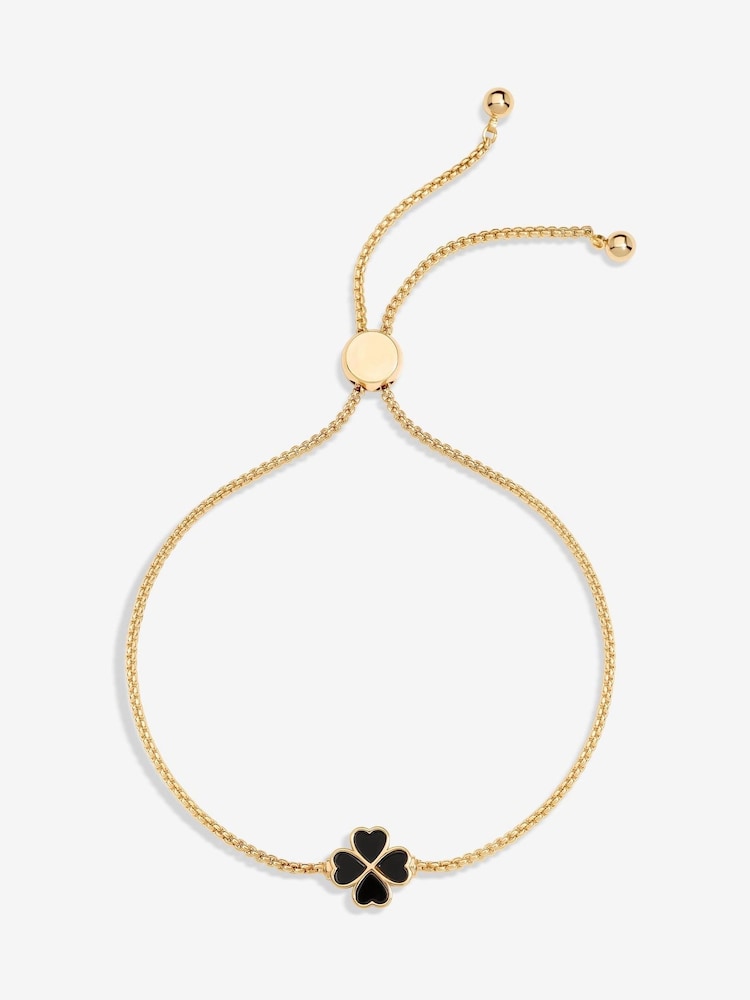 Jon Richard Gold Tone Jet Enamel Heart Clover Toggle Bracelet - Image 1 of 3