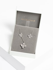 Jon Richard Silver Tone Cubic Zirconia Floral Print Set - Image 3 of 3