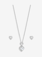 Jon Richard Silver Tone Cubic Zirconia Halo Double Heart Set - Image 2 of 4