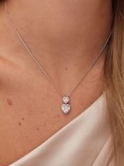 Jon Richard Silver Tone Cubic Zirconia Halo Double Heart Set - Image 3 of 4