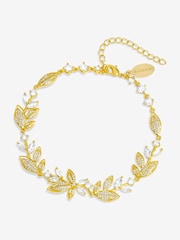 Jon Richard Gold Tone Cubic Zirconia Leaf Bracelet - Image 1 of 4