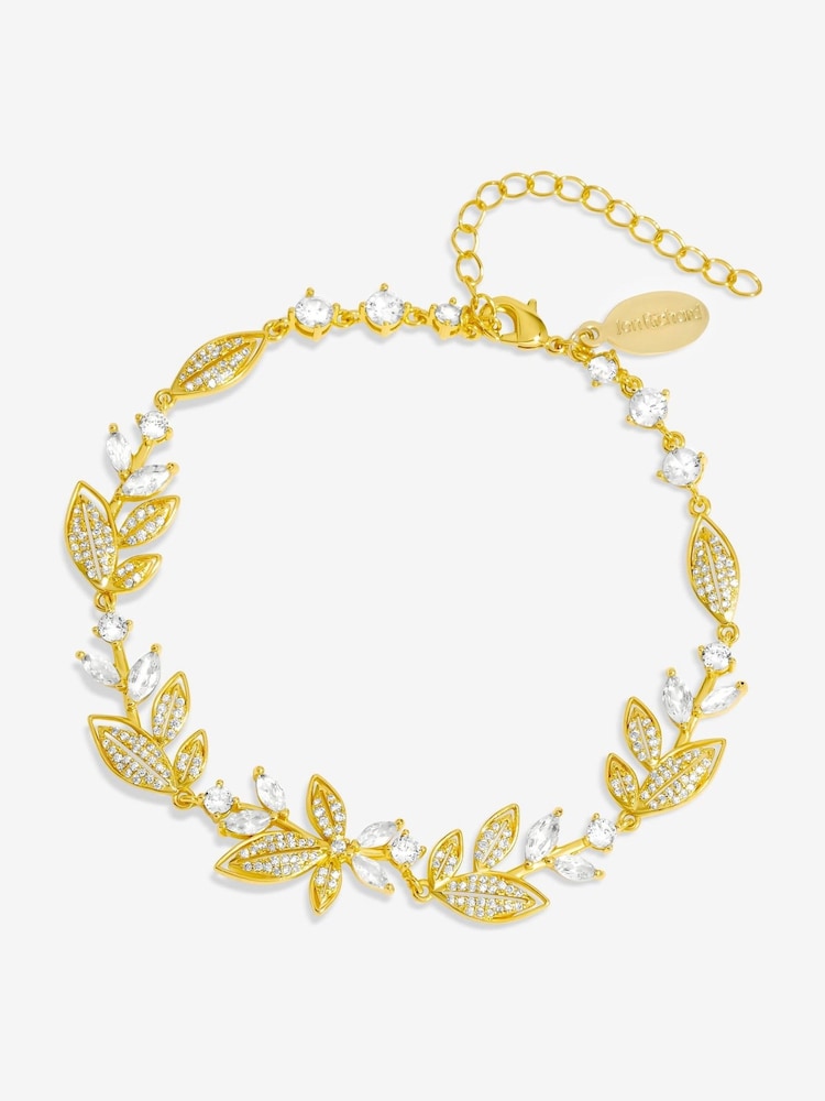 Jon Richard Gold Tone Cubic Zirconia Leaf Bracelet - Image 1 of 4