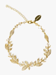Jon Richard Gold Tone Cubic Zirconia Leaf Bracelet - Image 2 of 4