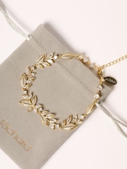 Jon Richard Gold Tone Cubic Zirconia Leaf Bracelet - Image 3 of 4
