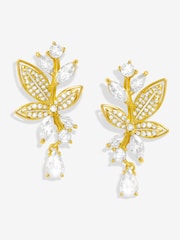 Jon Richard Gold Tone Cubic Zirconia Leaf Print Earrings - Image 1 of 4