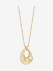 Jon Richard Gold Tone Polished Ridged Long Pendant - Image 1 of 3