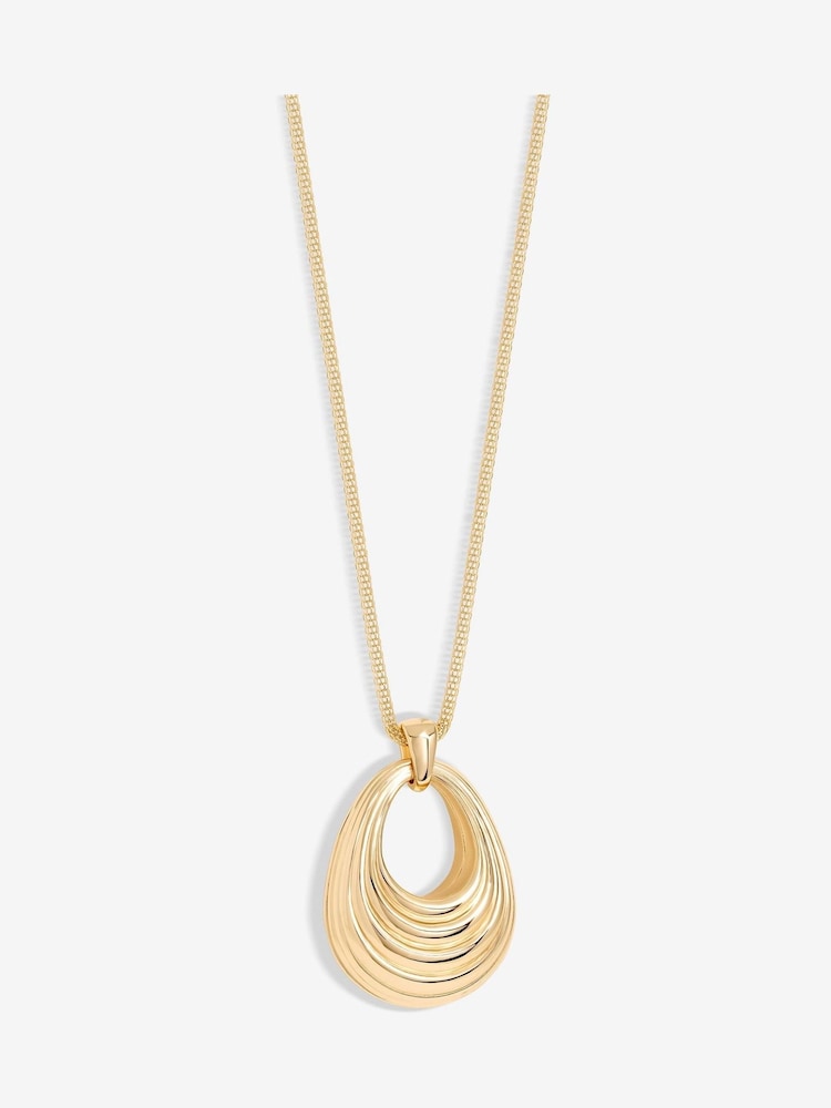 Jon Richard Gold Tone Polished Ridged Long Pendant - Image 1 of 3