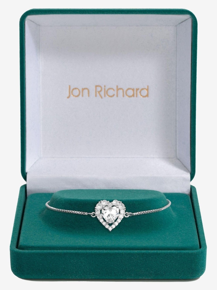 Jon Richard Silver Tone Cubic Zirconia Heart Toggle Gift Boxed Bracelet - Image 1 of 4