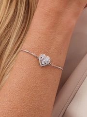 Jon Richard Silver Tone Cubic Zirconia Heart Toggle Gift Boxed Bracelet - Image 2 of 4