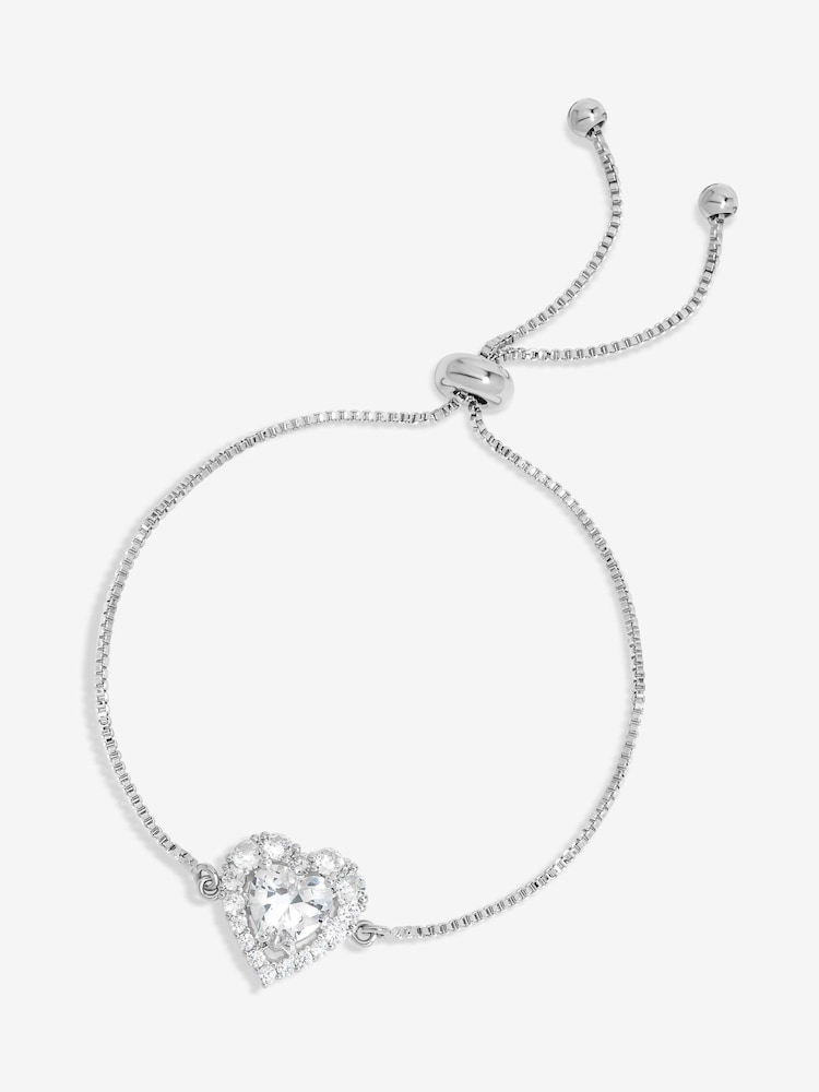 Jon Richard Silver Tone Cubic Zirconia Heart Toggle Gift Boxed Bracelet - Image 4 of 4
