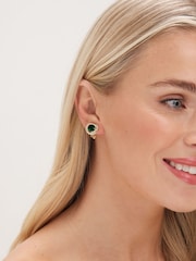 Jon Richard Gold Tone Emerald Twist Halo Clip Earrings - Image 3 of 3