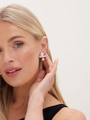 Jon Richard Silver Satin Floral Pearl Earrings - Image 2 of 3