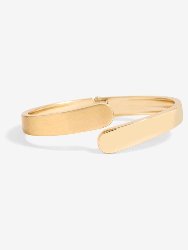 Jon Richard Gold Tone Polished Satin Open Hinge Bangle - Image 1 of 3