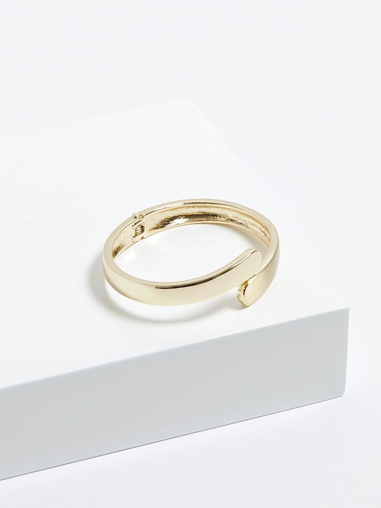 Jon Richard Gold Tone Polished Satin Open Hinge Bangle - Image 2 of 3