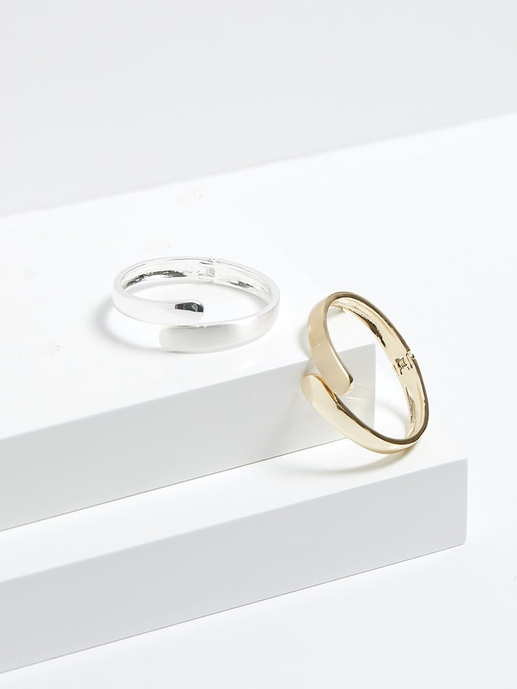 Jon Richard Gold Tone Polished Satin Open Hinge Bangle - Image 3 of 3