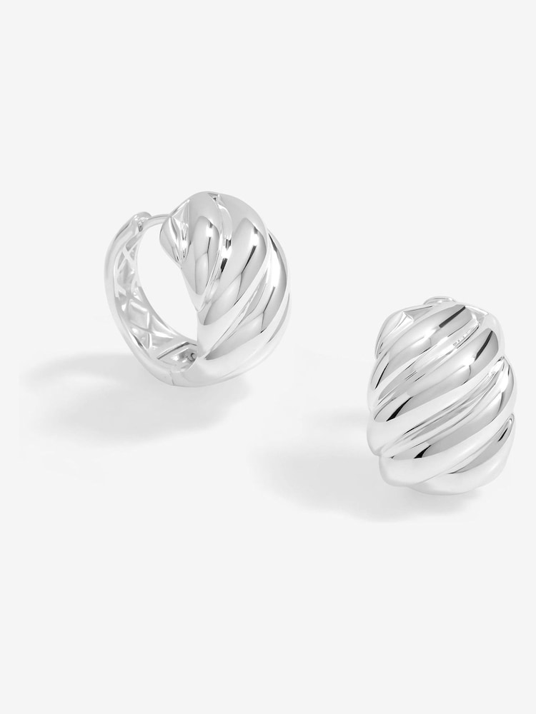Jon Richard Silver Tone Large Ridge Hoops Earrings - Image 1 of 3