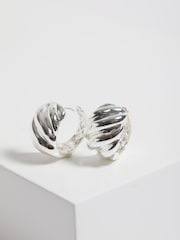 Jon Richard Silver Tone Large Ridge Hoops Earrings - Image 3 of 3
