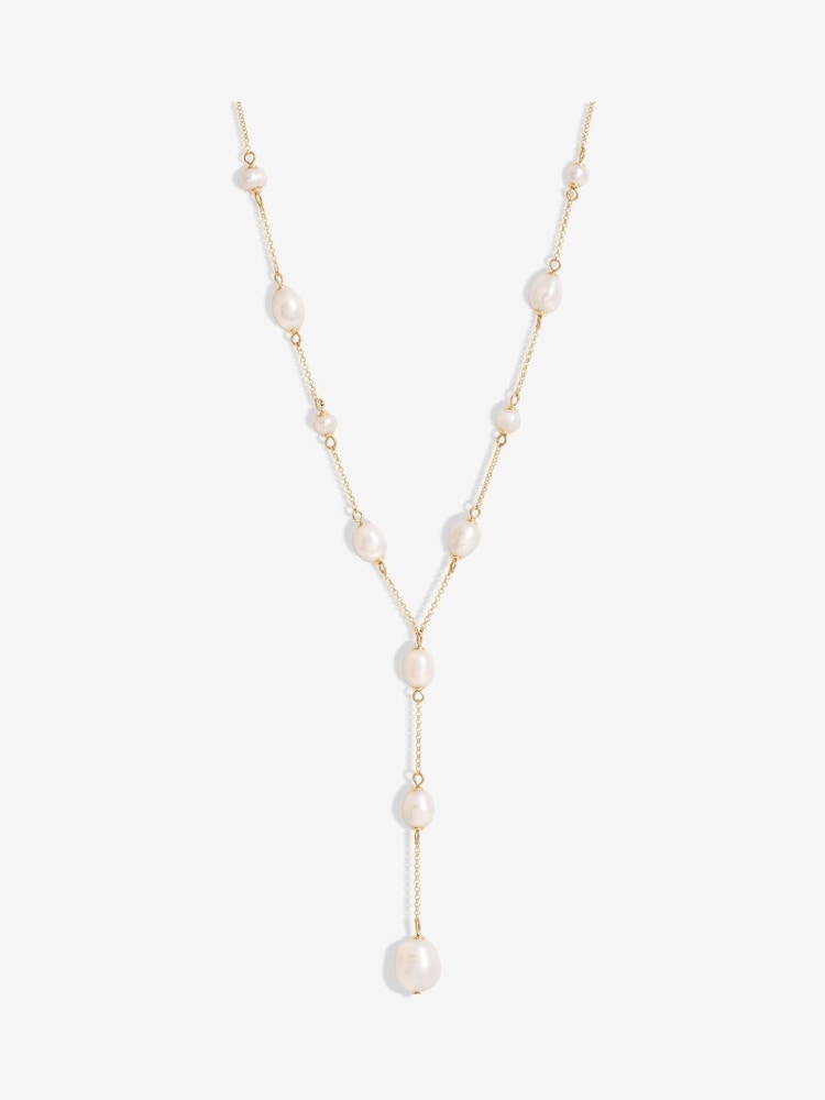 Jon Richard Gold Tone Semi Precious Pearl Y Necklace - Image 1 of 3