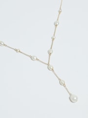 Jon Richard Gold Tone Semi Precious Pearl Y Necklace - Image 2 of 3