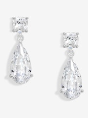 Jon Richard Silver Tone Cubic Zirconia Mixed Stone Peardrop Gift Boxed Earrings - Image 1 of 4