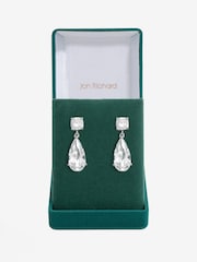Jon Richard Silver Tone Cubic Zirconia Mixed Stone Peardrop Gift Boxed Earrings - Image 3 of 4