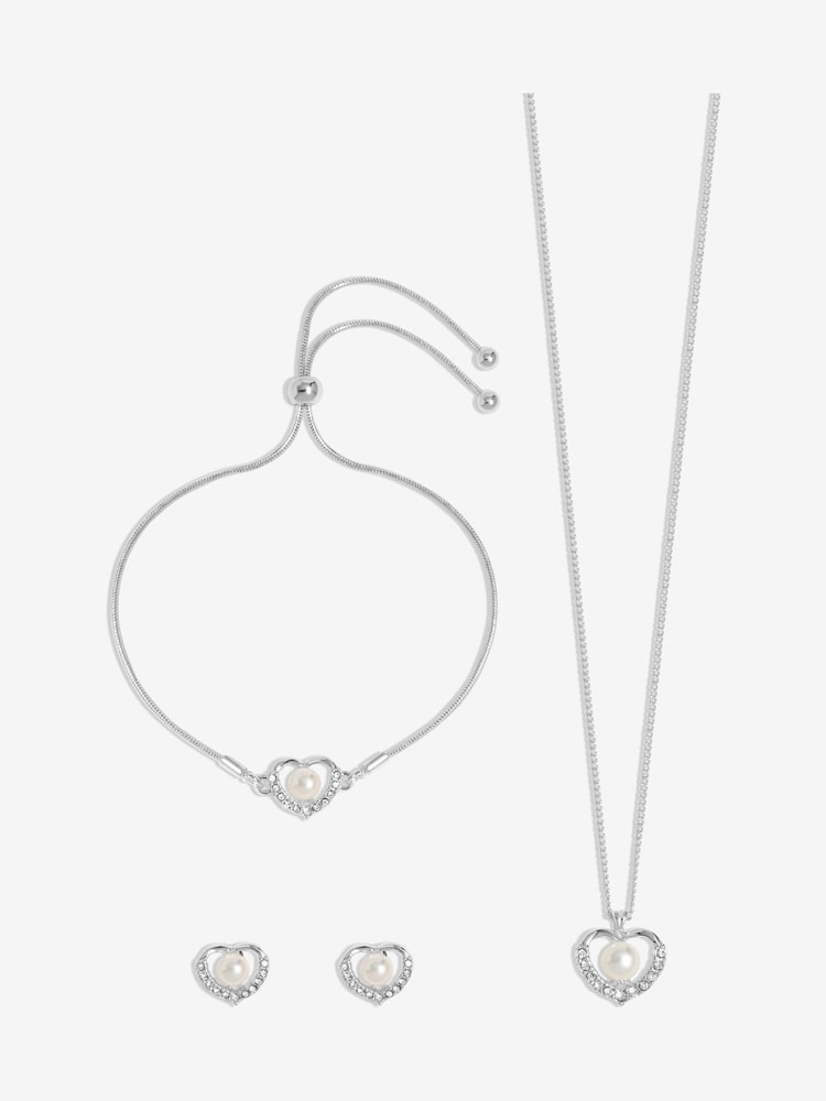 Jon Richard Gold Tone Pearl Crystal Heart Trio Set - Image 2 of 4
