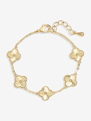 Jon Richard Gold Tone Diamond Cut Clover Bracelet - Image 1 of 3