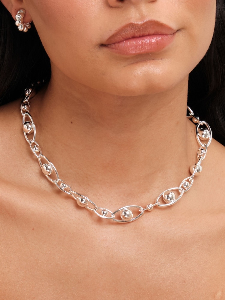 Jon Richard Silver Tone Polished Orb Chain Necklace - Image 2 of 3