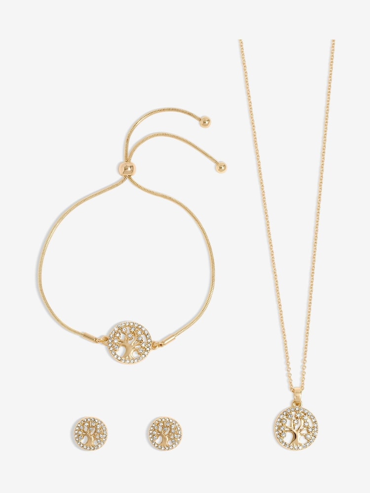 Jon Richard Gold Tone Crystal Tree Of Life Trio Set - Image 2 of 3