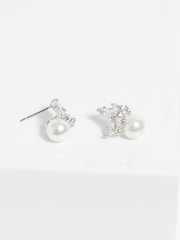 Jon Richard Silver Tone Cubic Zirconia Butterfly Pearl Earrings - Image 2 of 2