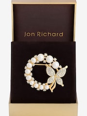 Jon Richard Gold Pearl Butterfly Wreath Brooch Gift Boxes - Image 1 of 4